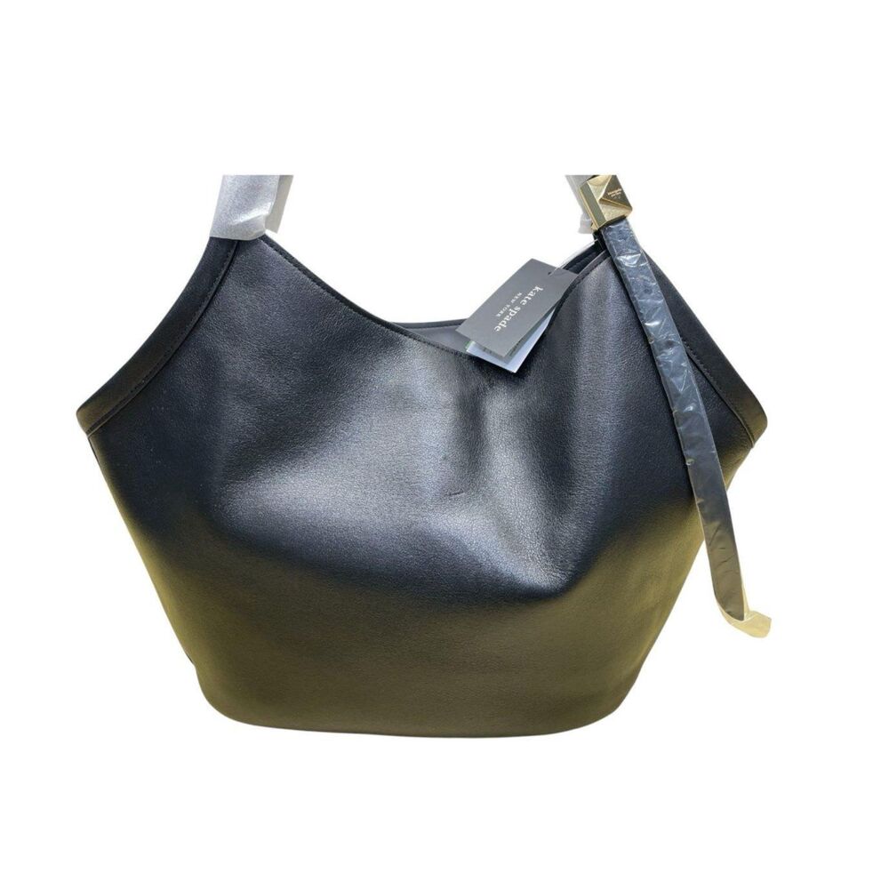 Kate Spade New York Deco Small Tulip Leather Tote Bag Crossbody Black NWT